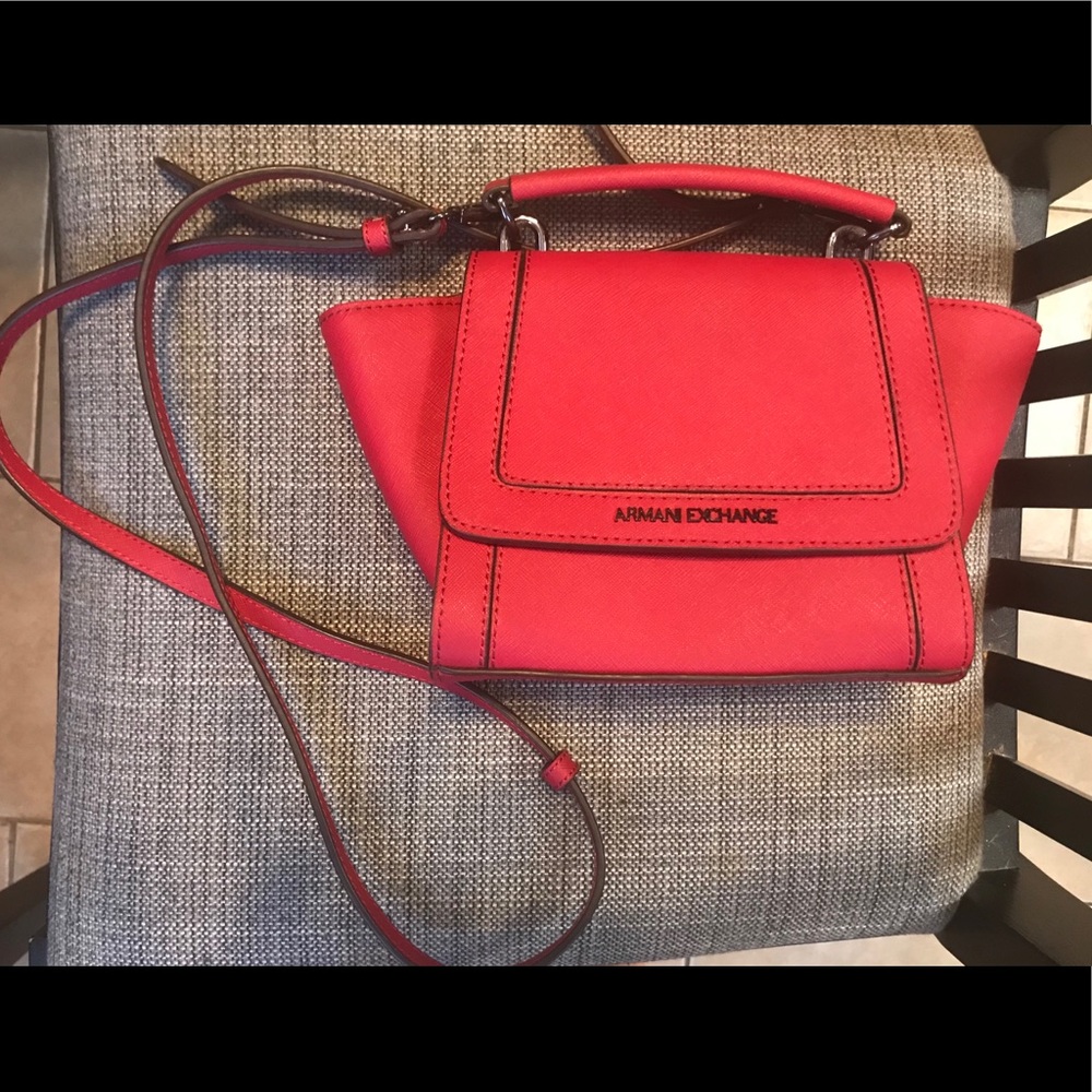 Armani exchange red leather crossbody bag